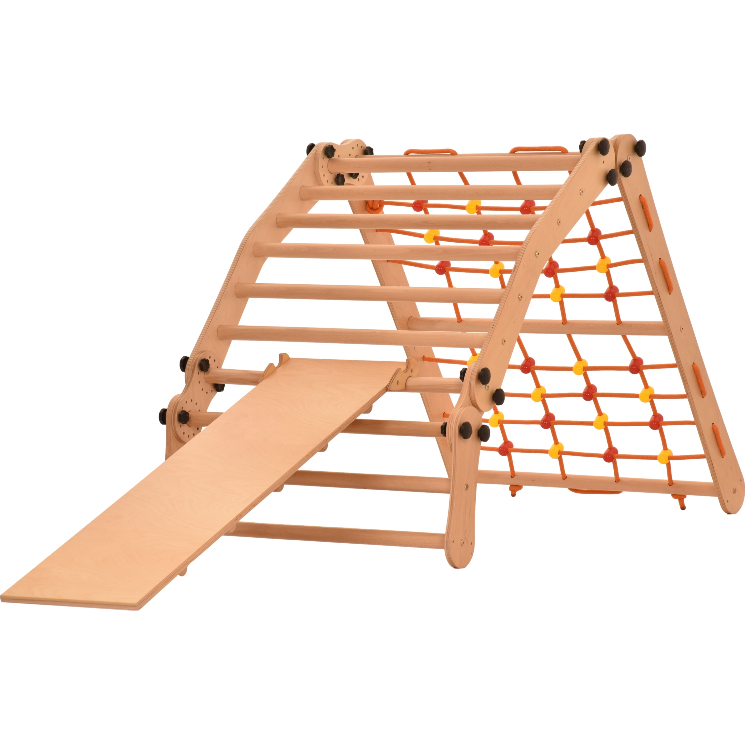 Aire de jeux Rinagym - Échelle intérieure avec toboggan - Cadre en bois pliable pour enfants, favorise l’équilibre - Peinture et vernis à base d’eau, Serrure de sécurité - Capacité de charge de 50 kg (3p7g9s+slide)