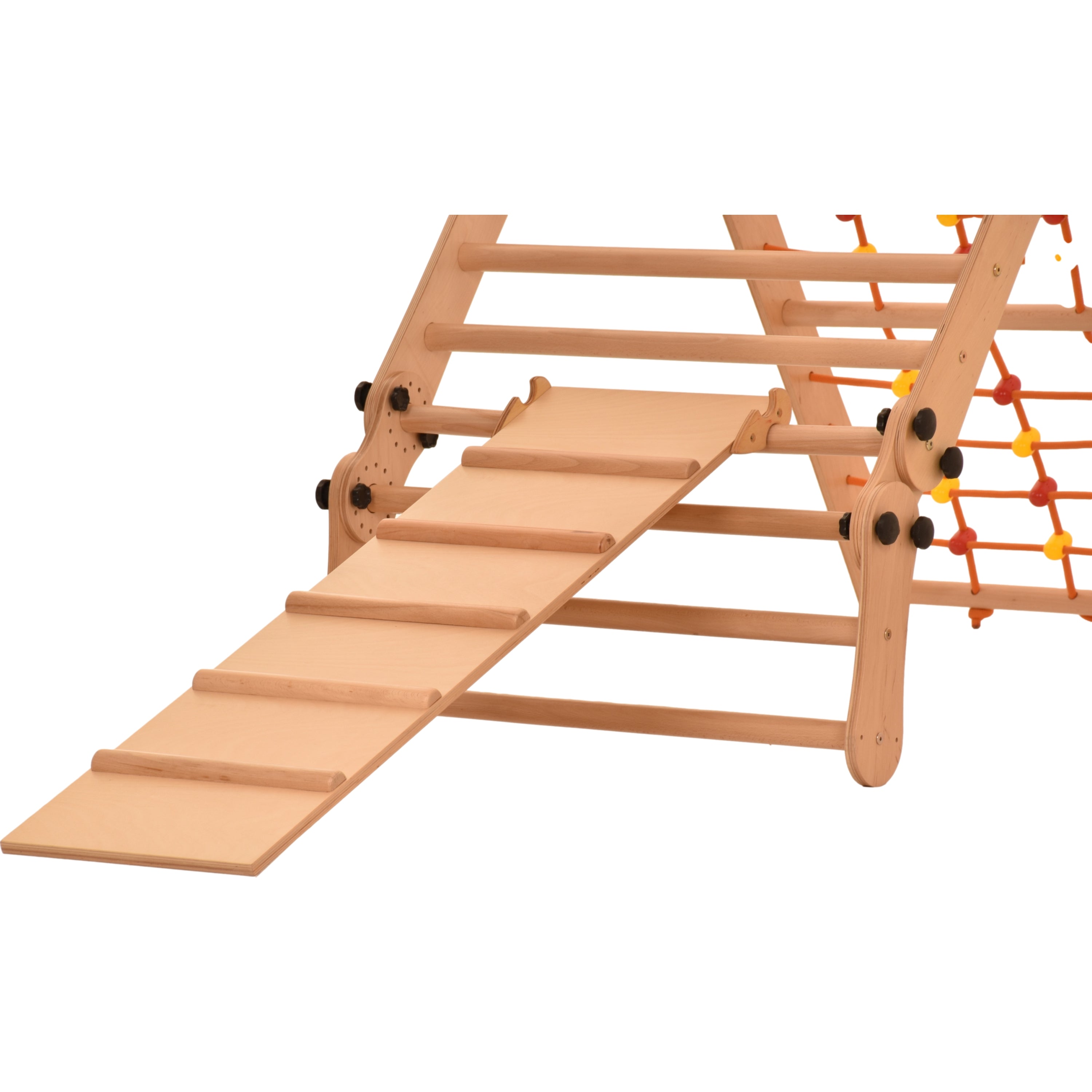 Aire de jeux Rinagym - Échelle intérieure avec toboggan - Cadre en bois pliable pour enfants, favorise l’équilibre - Peinture et vernis à base d’eau, Serrure de sécurité - Capacité de charge de 50 kg (3p7g9s+slide)