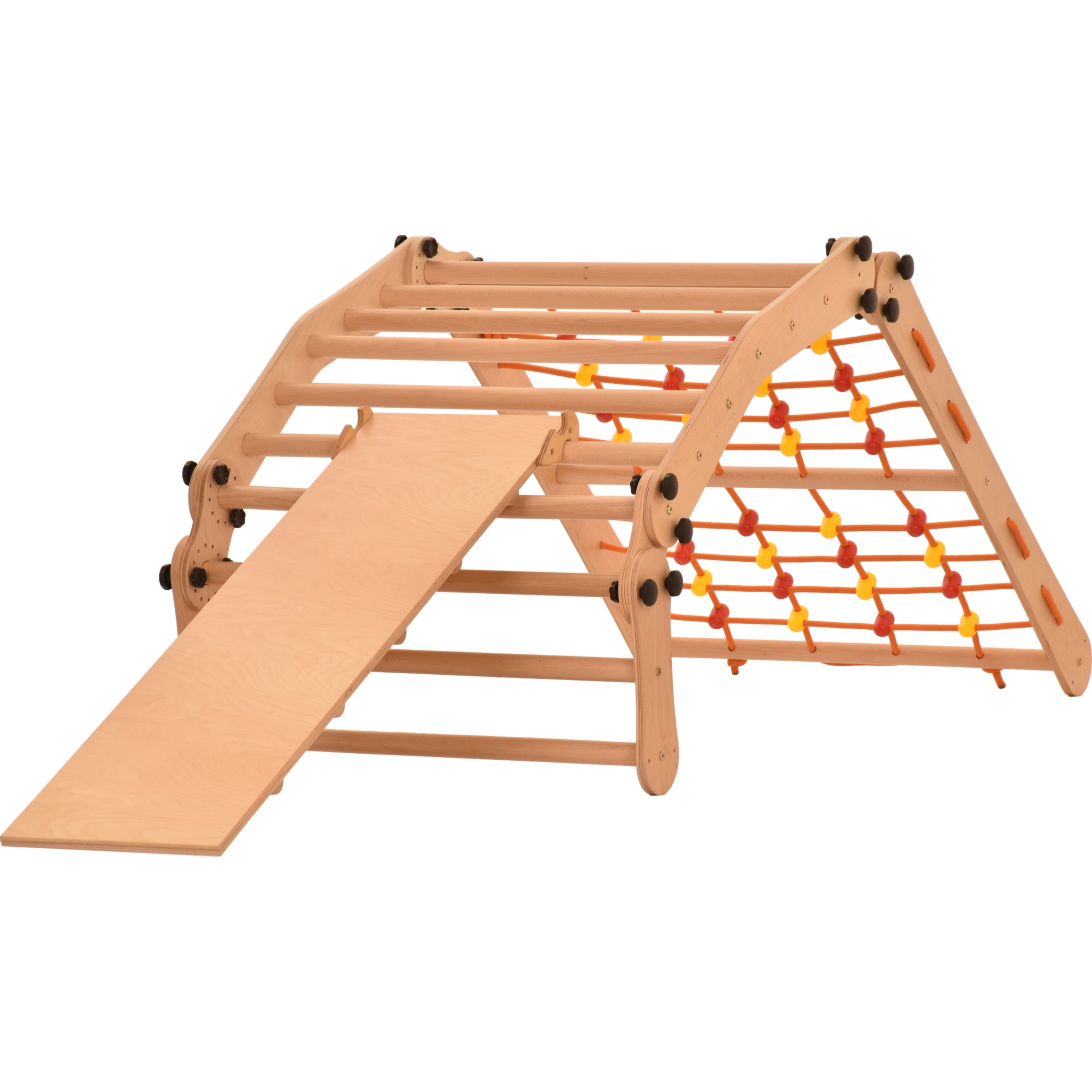Aire de jeux Rinagym - Échelle intérieure avec toboggan - Cadre en bois pliable pour enfants, favorise l’équilibre - Peinture et vernis à base d’eau, Serrure de sécurité - Capacité de charge de 50 kg (3p7g9s+slide)