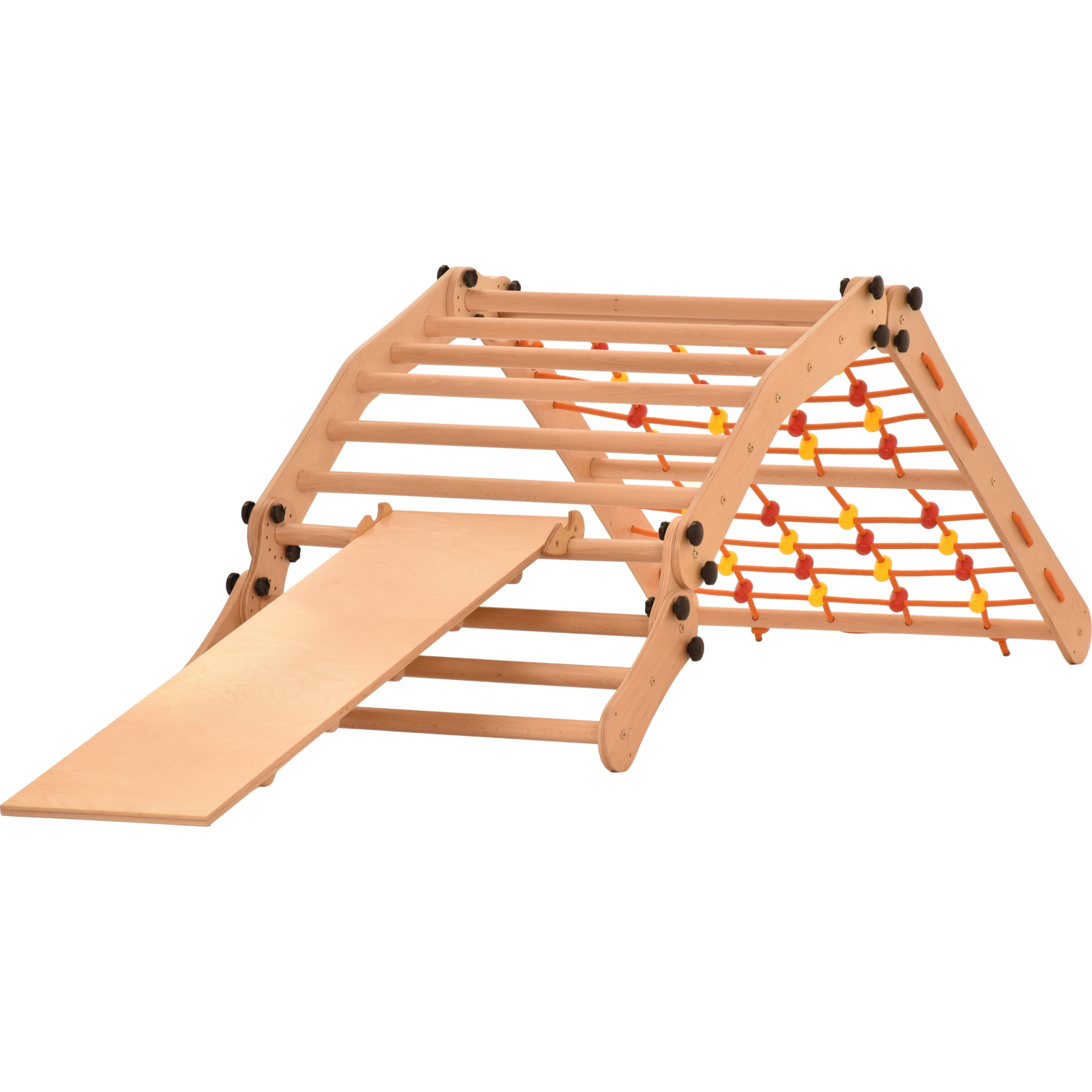 Aire de jeux Rinagym - Échelle intérieure avec toboggan - Cadre en bois pliable pour enfants, favorise l’équilibre - Peinture et vernis à base d’eau, Serrure de sécurité - Capacité de charge de 50 kg (3p7g9s+slide)