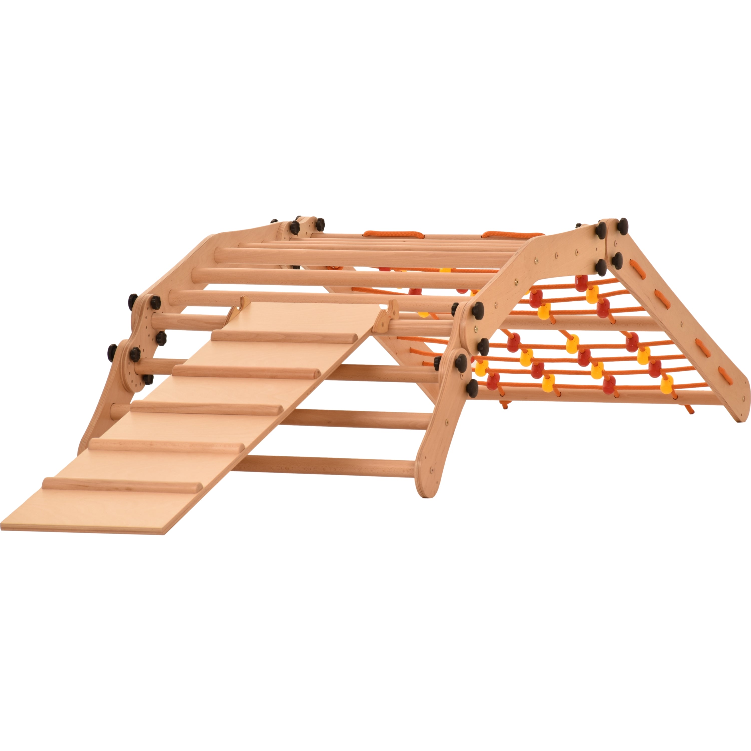 Aire de jeux Rinagym - Échelle intérieure avec toboggan - Cadre en bois pliable pour enfants, favorise l’équilibre - Peinture et vernis à base d’eau, Serrure de sécurité - Capacité de charge de 50 kg (3p7g9s+slide)