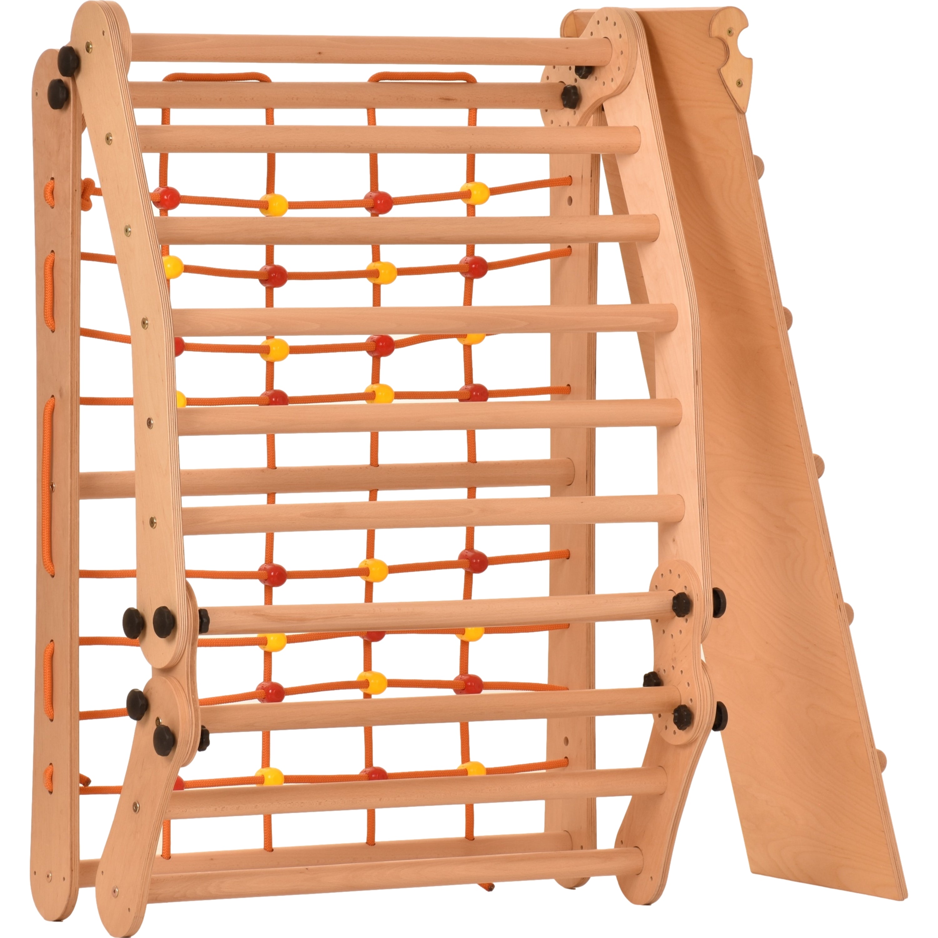 Aire de jeux Rinagym - Échelle intérieure avec toboggan - Cadre en bois pliable pour enfants, favorise l’équilibre - Peinture et vernis à base d’eau, Serrure de sécurité - Capacité de charge de 50 kg (3p7g9s+slide)