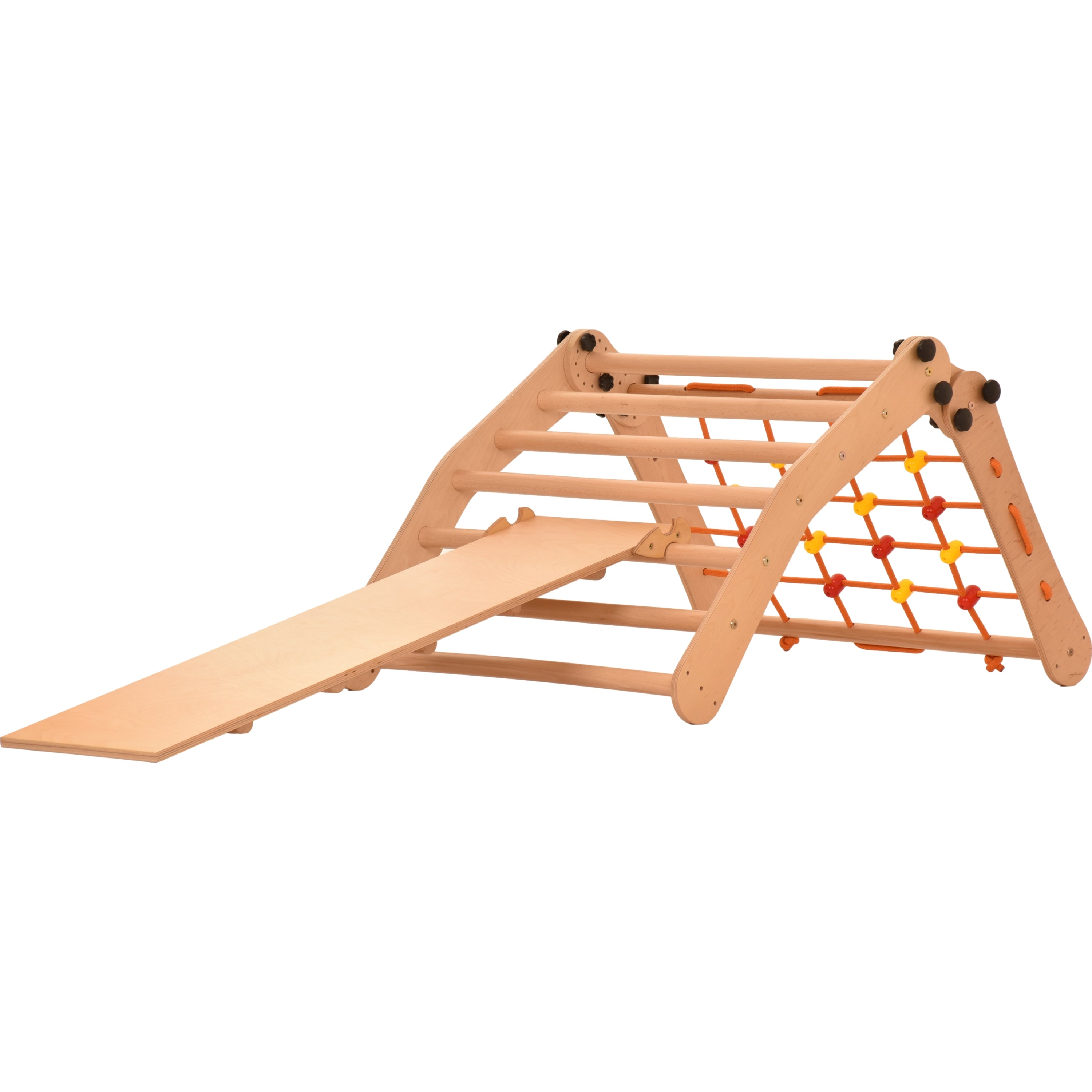 Aire de jeux Rinagym - Échelle intérieure avec toboggan - Cadre en bois pliable pour enfants, favorise l’équilibre - Peinture et vernis à base d’eau, Serrure de sécurité - Capacité de charge de 50 kg (7g5s+slide)