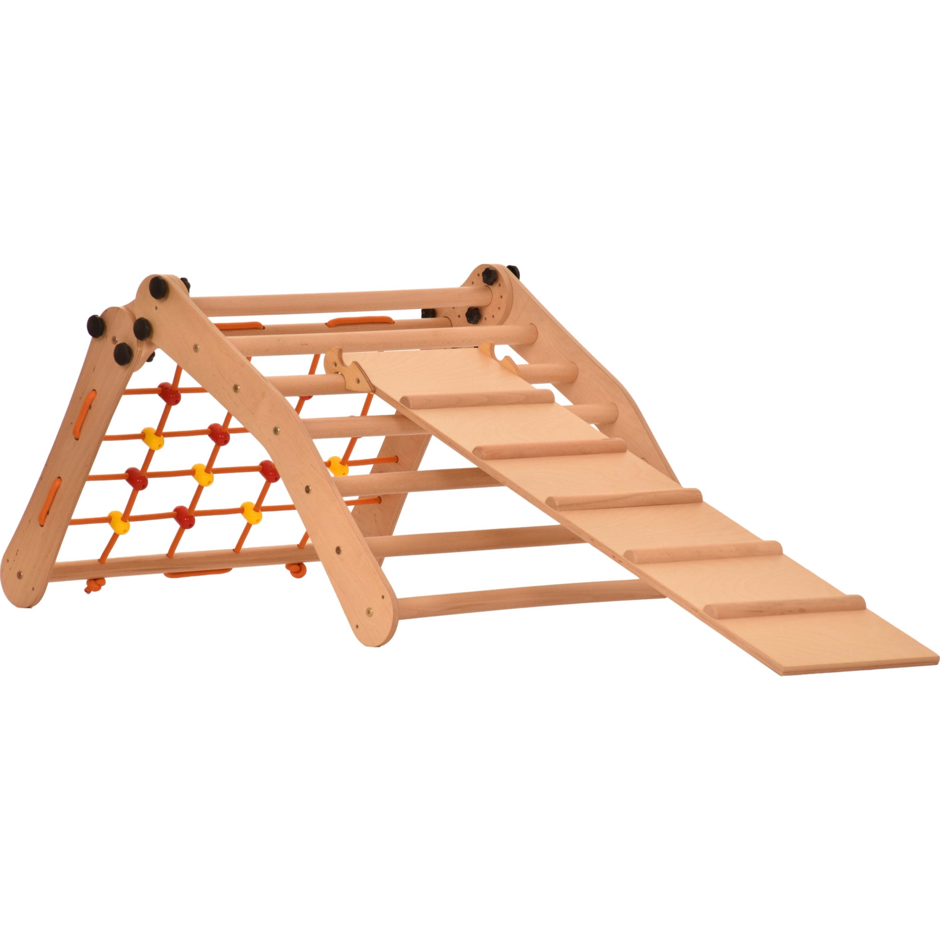 Aire de jeux Rinagym - Échelle intérieure avec toboggan - Cadre en bois pliable pour enfants, favorise l’équilibre - Peinture et vernis à base d’eau, Serrure de sécurité - Capacité de charge de 50 kg (7g5s+slide)