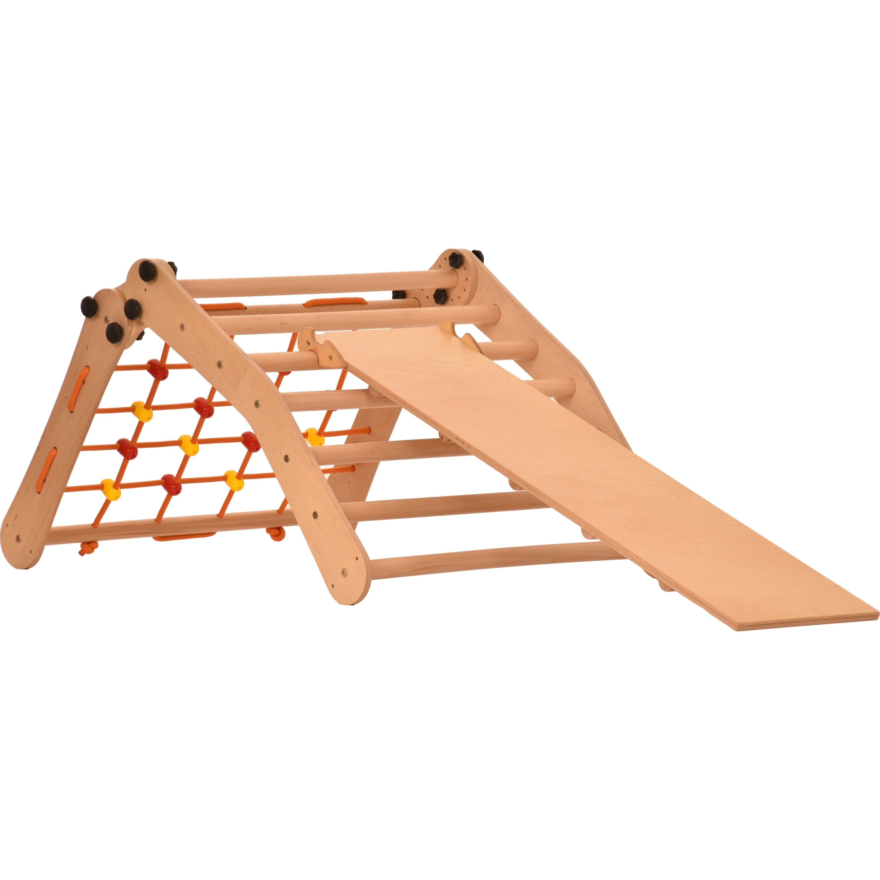 Aire de jeux Rinagym - Échelle intérieure avec toboggan - Cadre en bois pliable pour enfants, favorise l’équilibre - Peinture et vernis à base d’eau, Serrure de sécurité - Capacité de charge de 50 kg (7g5s+slide)