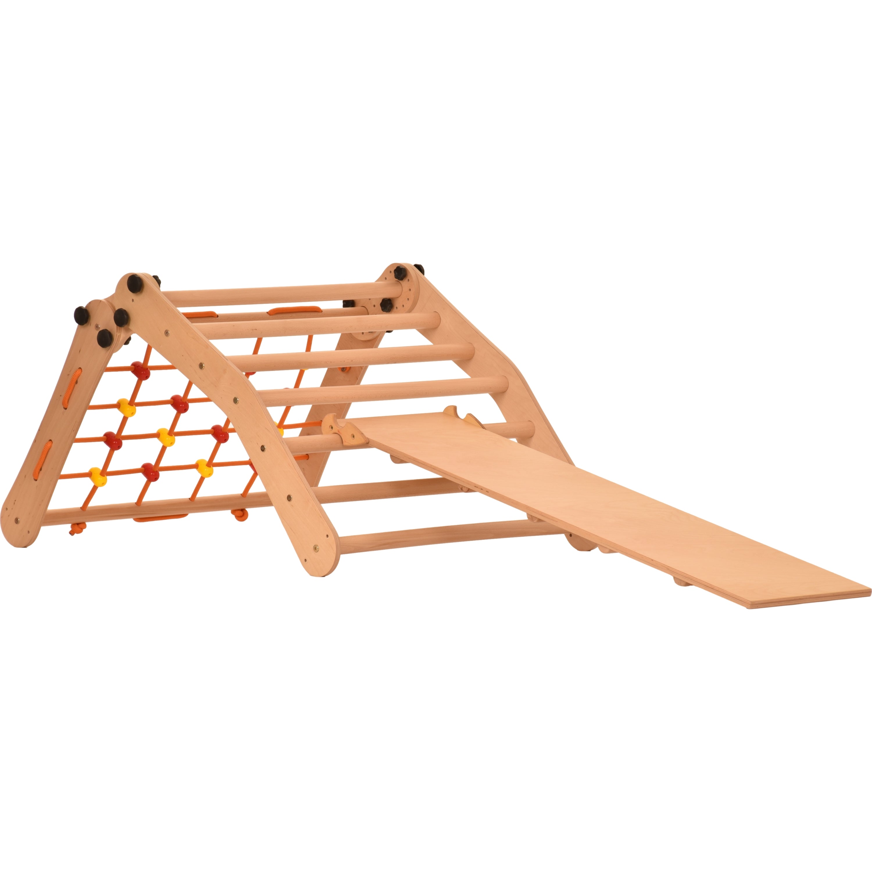 Aire de jeux Rinagym - Échelle intérieure avec toboggan - Cadre en bois pliable pour enfants, favorise l’équilibre - Peinture et vernis à base d’eau, Serrure de sécurité - Capacité de charge de 50 kg (7g5s+slide)