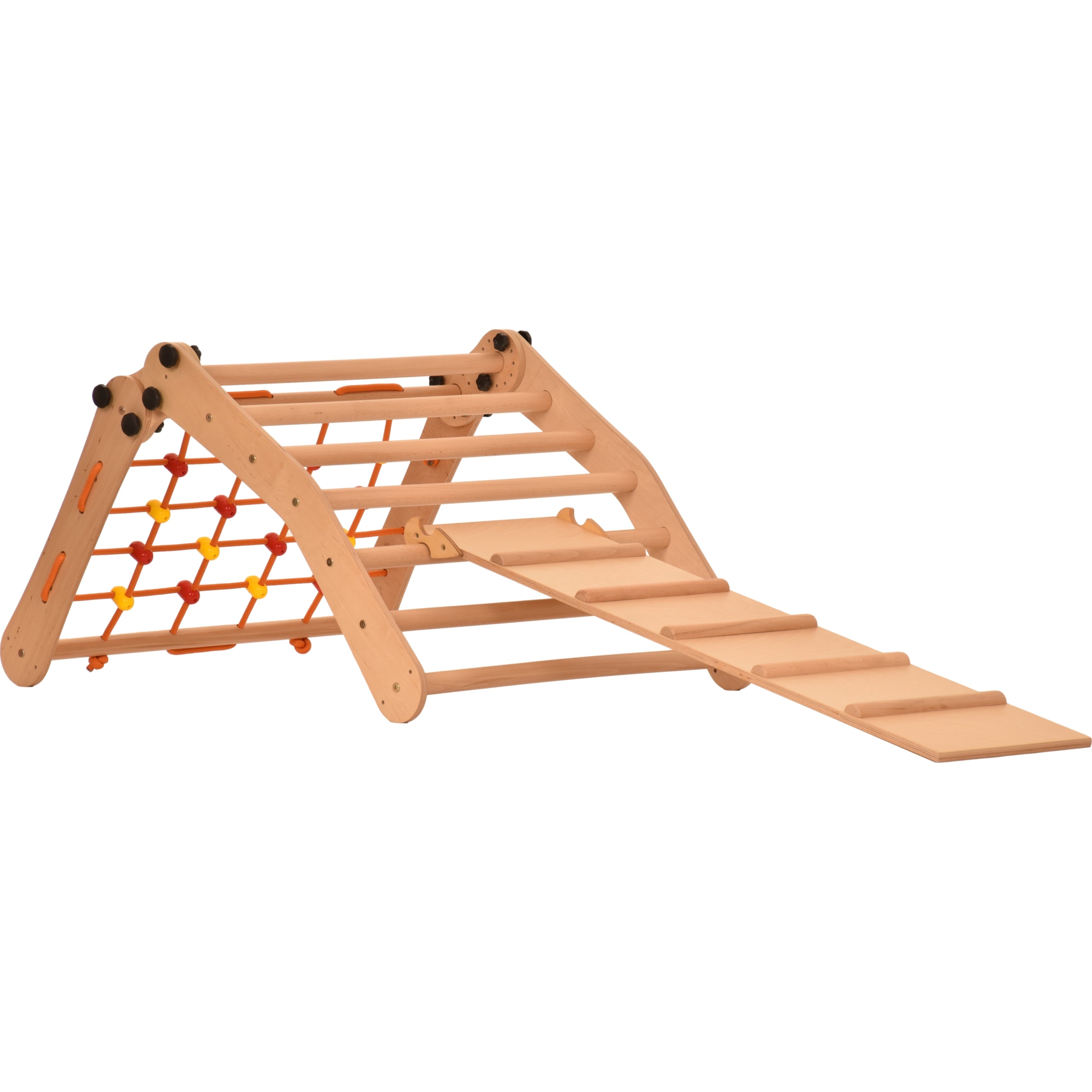 Aire de jeux Rinagym - Échelle intérieure avec toboggan - Cadre en bois pliable pour enfants, favorise l’équilibre - Peinture et vernis à base d’eau, Serrure de sécurité - Capacité de charge de 50 kg (7g5s+slide)