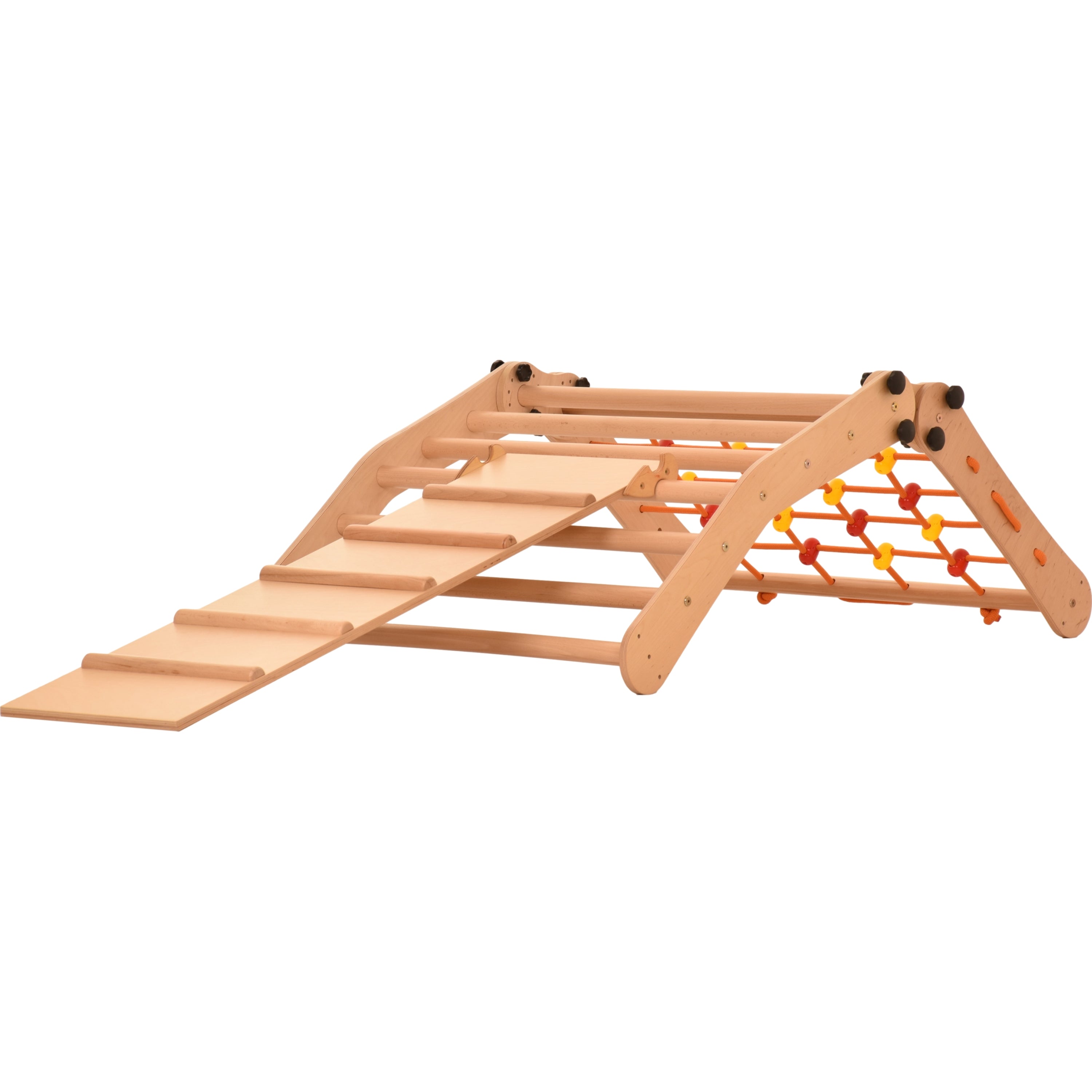 Aire de jeux Rinagym - Échelle intérieure avec toboggan - Cadre en bois pliable pour enfants, favorise l’équilibre - Peinture et vernis à base d’eau, Serrure de sécurité - Capacité de charge de 50 kg (7g5s+slide)
