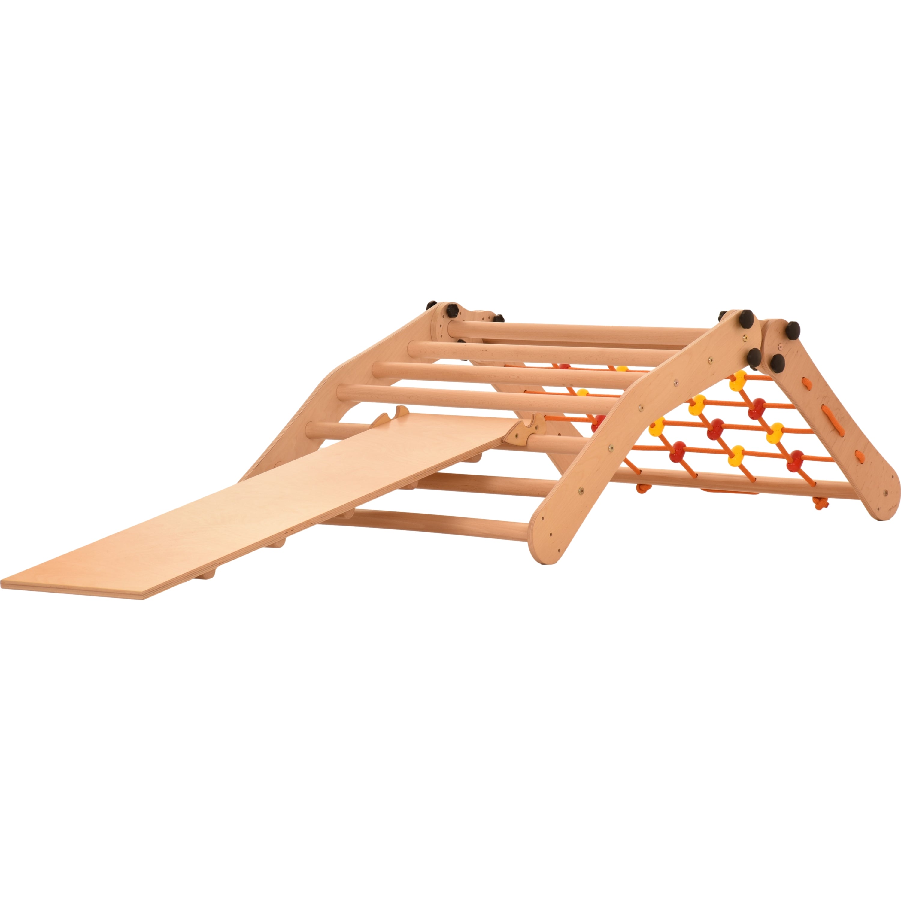 Aire de jeux Rinagym - Échelle intérieure avec toboggan - Cadre en bois pliable pour enfants, favorise l’équilibre - Peinture et vernis à base d’eau, Serrure de sécurité - Capacité de charge de 50 kg (7g5s+slide)