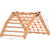 Rinagym Climbing Triangle - Indoor ladder with climbing net - Collapsible wooden indoor climbing frame for children, promotes balance - Water-based paint & varnish, safety lock - 50 kg load capacity (7g7s)