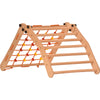 Rinagym Climbing Triangle - Indoor ladder with climbing net - Collapsible wooden indoor climbing frame for children, promotes balance - Water-based paint & varnish, safety lock - 50 kg load capacity (7g7s)