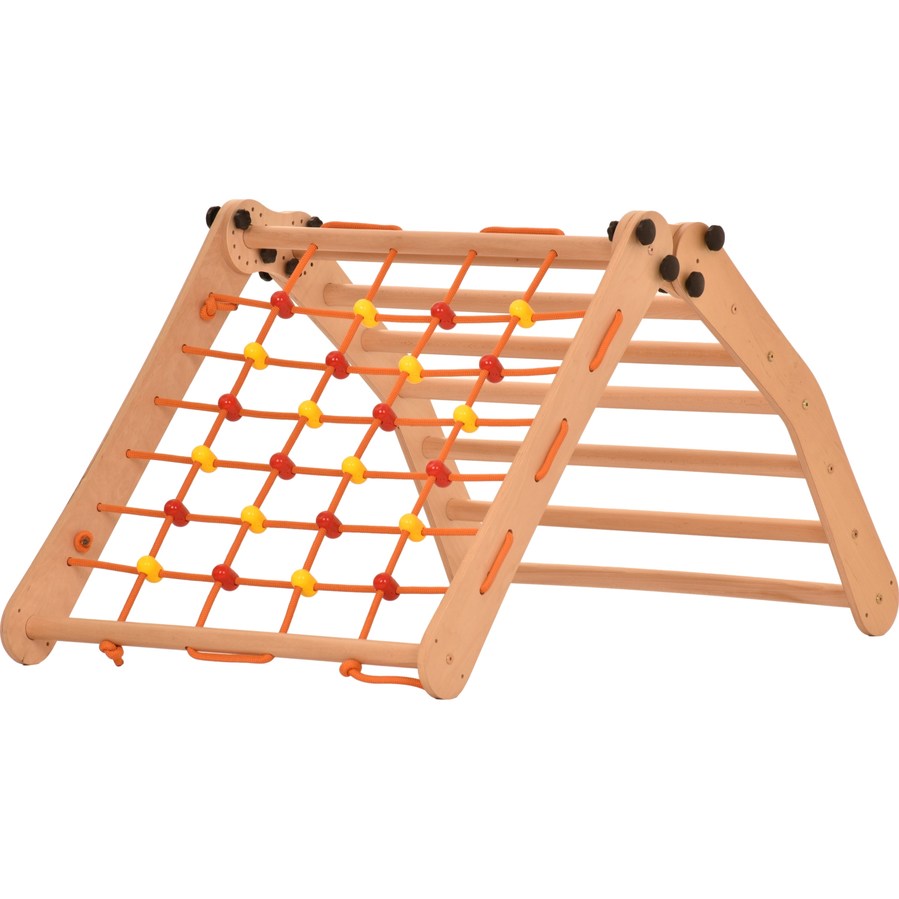 Escalade enfant Rinagym - Échelle intérieure avec filet d’escalade - Cadre en bois pliable, favorise l’équilibre - Peinture et vernis à base d’eau, Serrure de sécurité - Capacité de charge de 50 kg (7g7s)