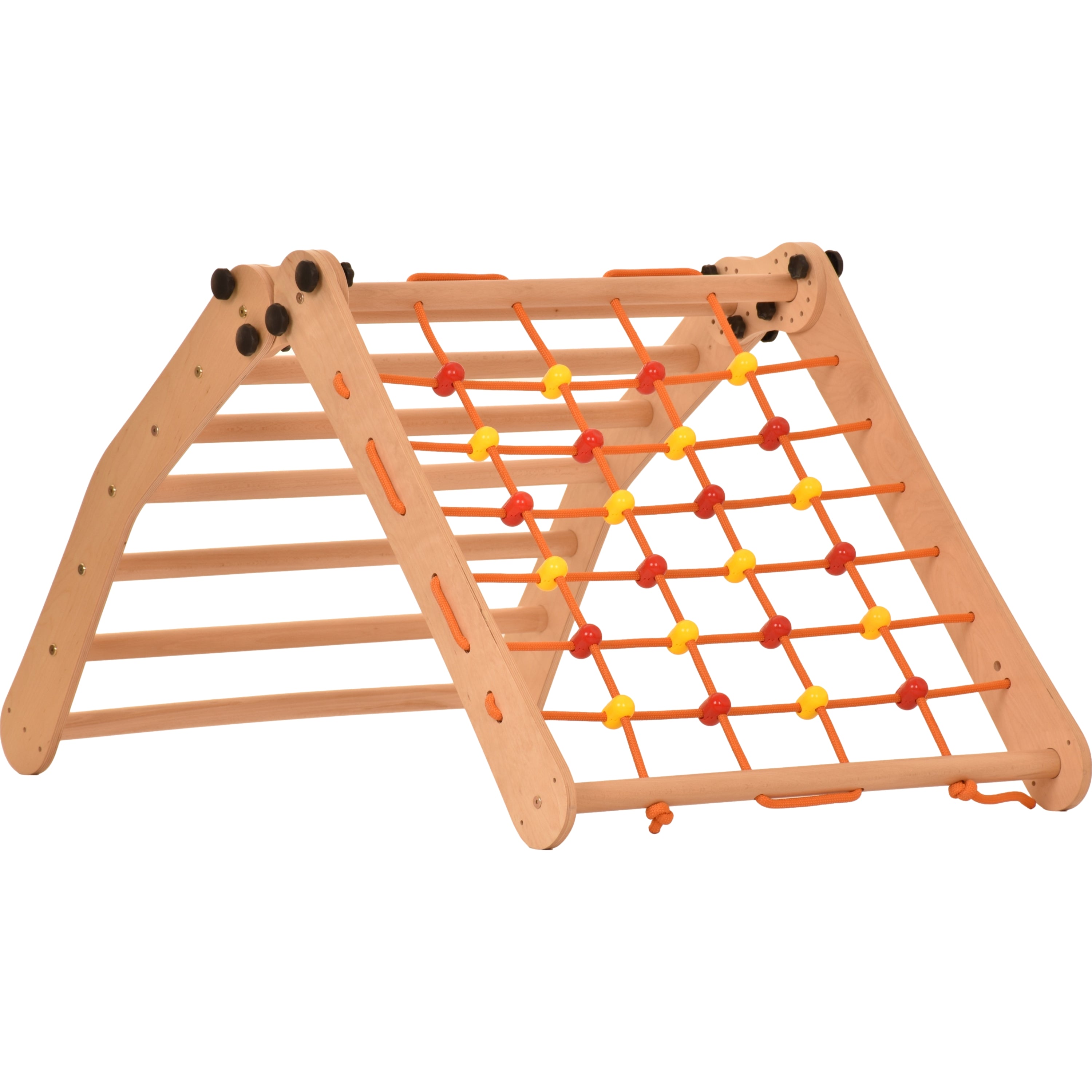 Escalade enfant Rinagym - Échelle intérieure avec filet d’escalade - Cadre en bois pliable, favorise l’équilibre - Peinture et vernis à base d’eau, Serrure de sécurité - Capacité de charge de 50 kg (7g7s)