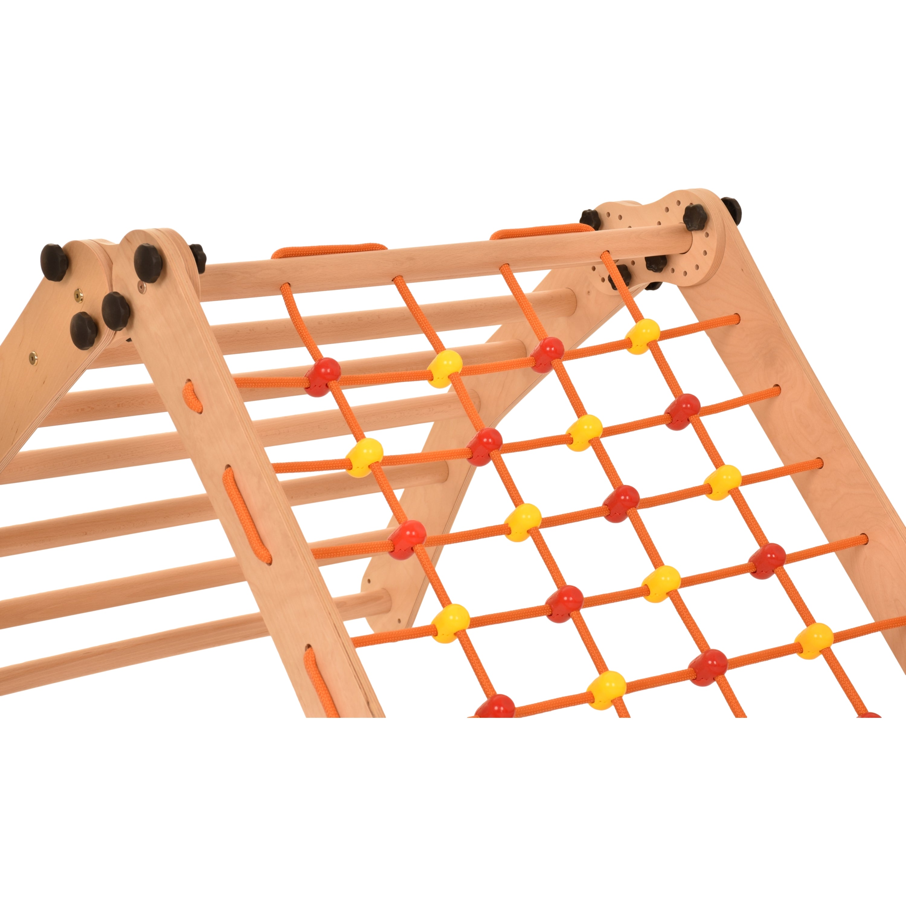 Escalade enfant Rinagym - Échelle intérieure avec filet d’escalade - Cadre en bois pliable, favorise l’équilibre - Peinture et vernis à base d’eau, Serrure de sécurité - Capacité de charge de 50 kg (7g7s)