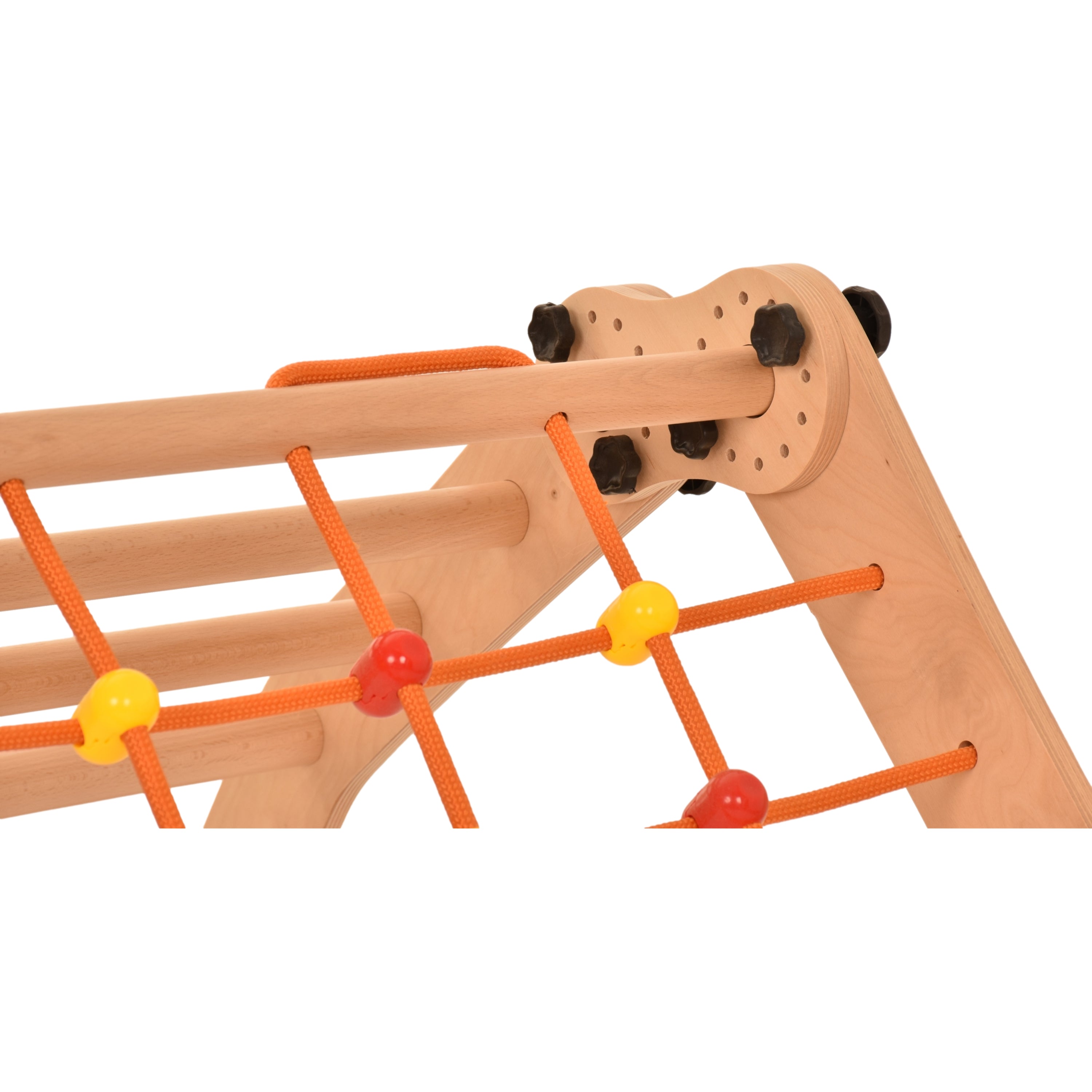 Escalade enfant Rinagym - Échelle intérieure avec filet d’escalade - Cadre en bois pliable, favorise l’équilibre - Peinture et vernis à base d’eau, Serrure de sécurité - Capacité de charge de 50 kg (7g7s)