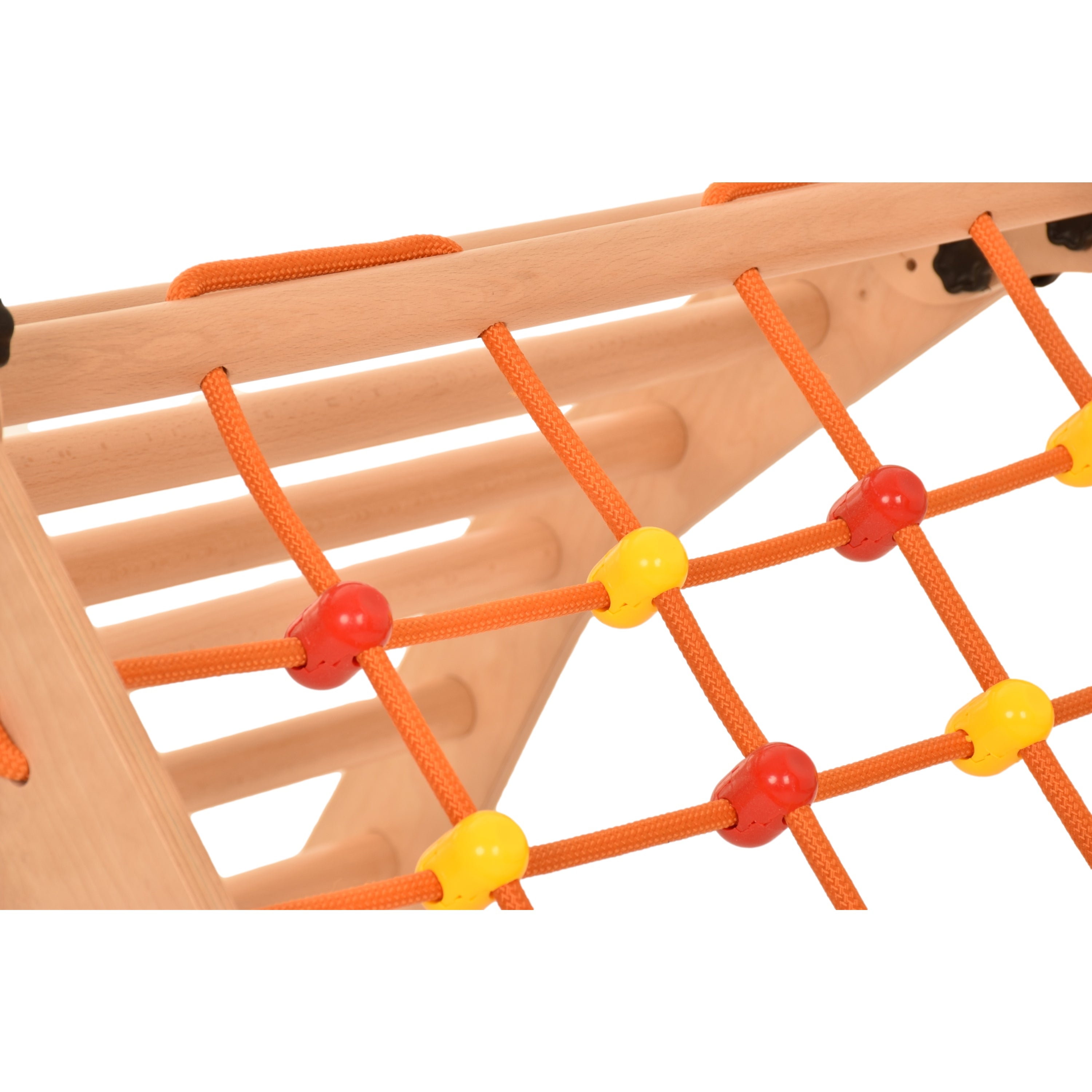 Escalade enfant Rinagym - Échelle intérieure avec filet d’escalade - Cadre en bois pliable, favorise l’équilibre - Peinture et vernis à base d’eau, Serrure de sécurité - Capacité de charge de 50 kg (7g7s)