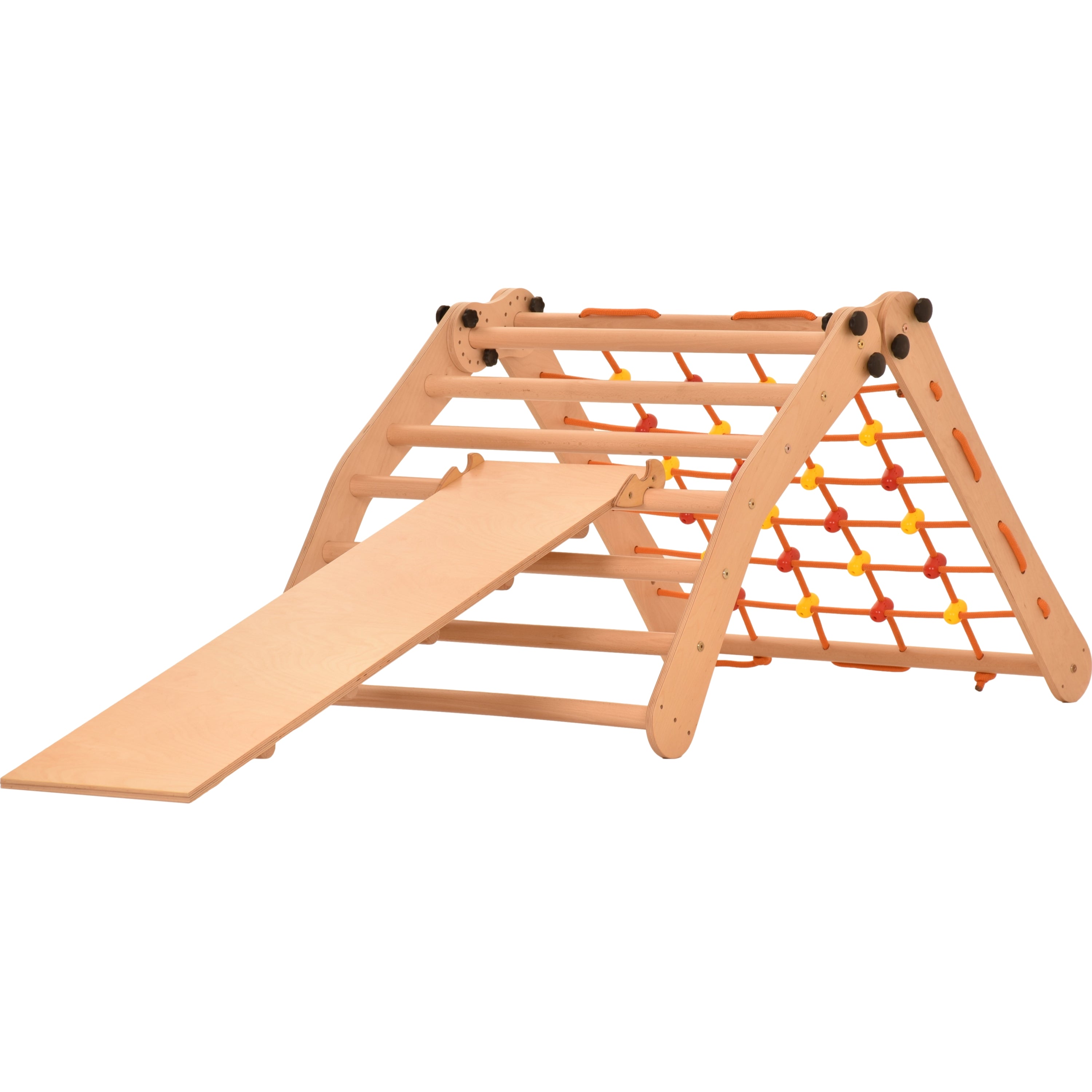 Triangolo d'arrampicata Rinagym - Scala da interno con scivolo - Parco giochi legno pieghevole per bambini, favorisce l'equilibrio - Pittura e vernice a base d'acqua, chiusura di sicurezza - Capacità di carico 50 kg (7g7s+slide)