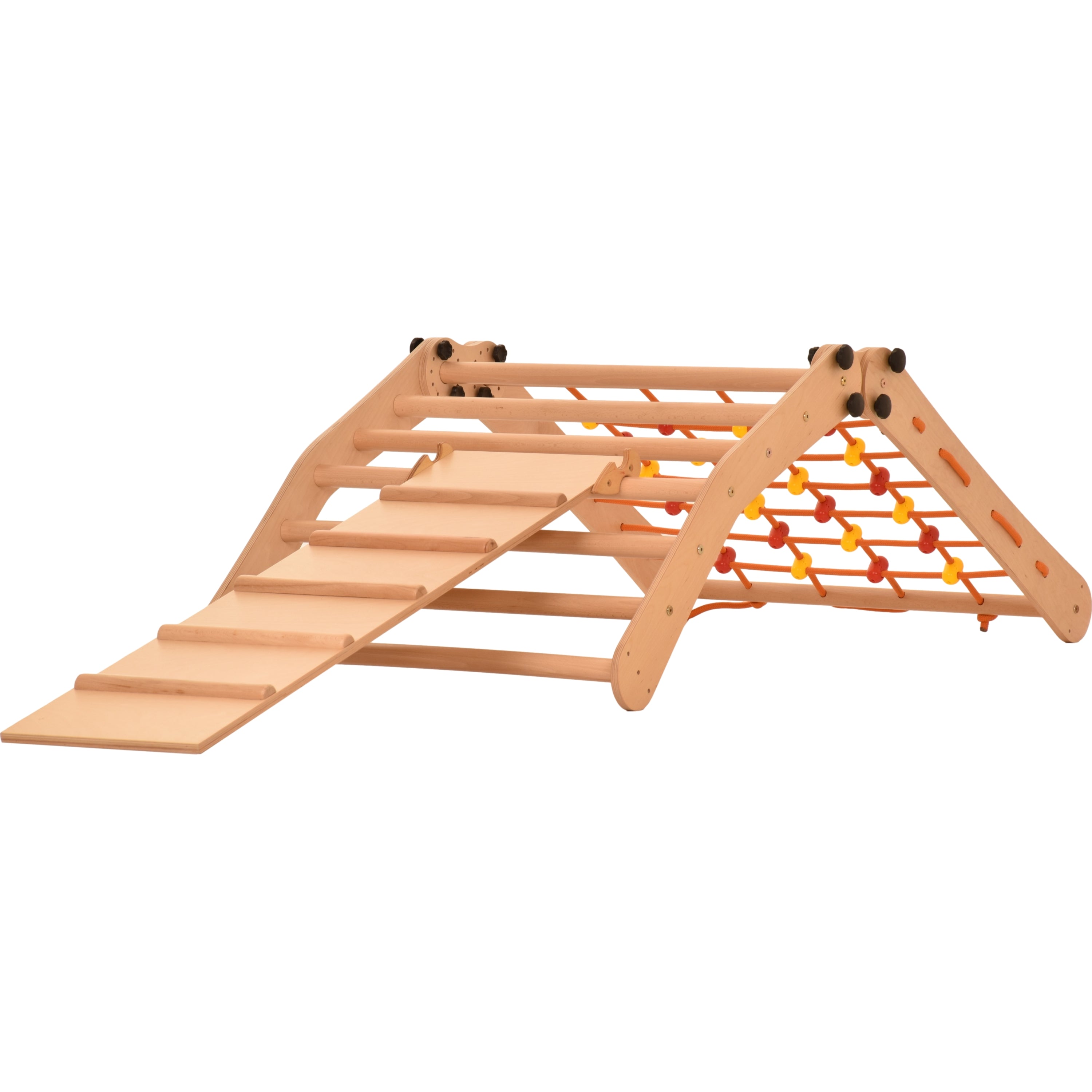 Triangolo d'arrampicata Rinagym - Scala da interno con scivolo - Parco giochi legno pieghevole per bambini, favorisce l'equilibrio - Pittura e vernice a base d'acqua, chiusura di sicurezza - Capacità di carico 50 kg (7g7s+slide)