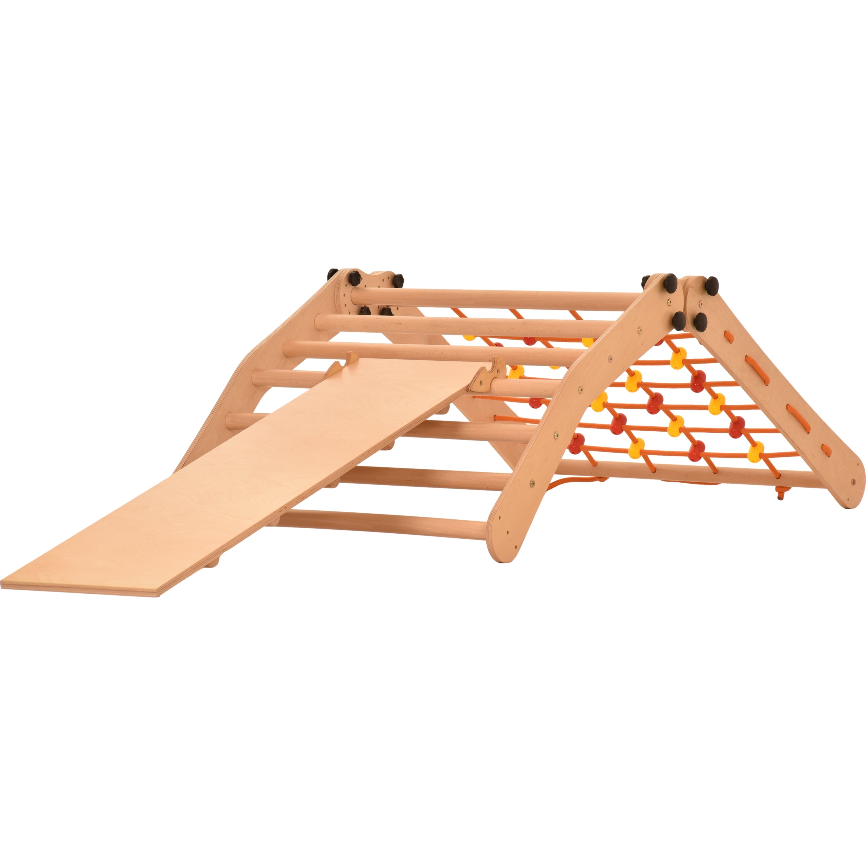 Triangolo d'arrampicata Rinagym - Scala da interno con scivolo - Parco giochi legno pieghevole per bambini, favorisce l'equilibrio - Pittura e vernice a base d'acqua, chiusura di sicurezza - Capacità di carico 50 kg (7g7s+slide)
