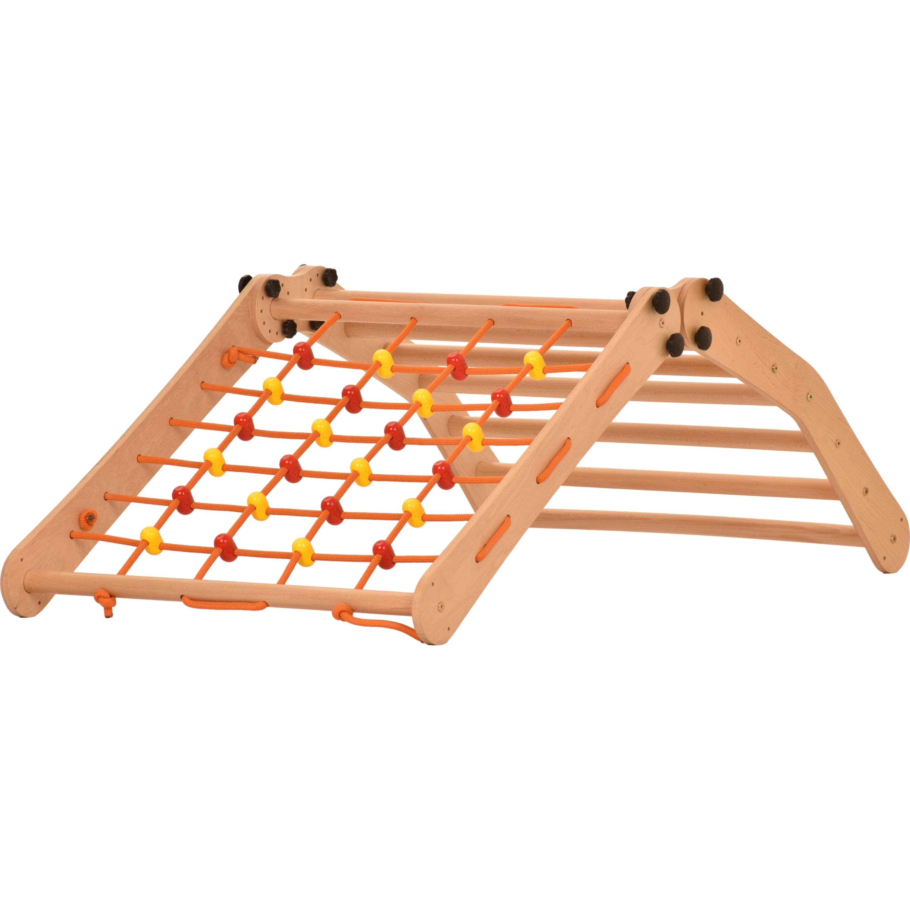 Escalade enfant Rinagym - Échelle intérieure avec filet d’escalade - Cadre en bois pliable, favorise l’équilibre - Peinture et vernis à base d’eau, Serrure de sécurité - Capacité de charge de 50 kg (7g7s)