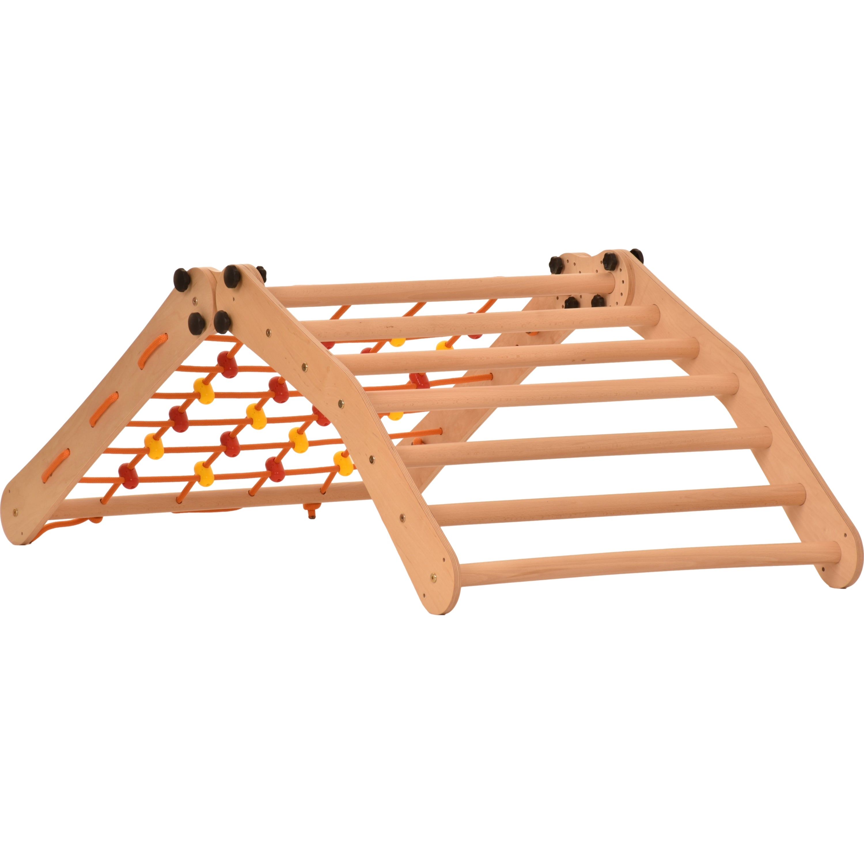 Escalade enfant Rinagym - Échelle intérieure avec filet d’escalade - Cadre en bois pliable, favorise l’équilibre - Peinture et vernis à base d’eau, Serrure de sécurité - Capacité de charge de 50 kg (7g7s)