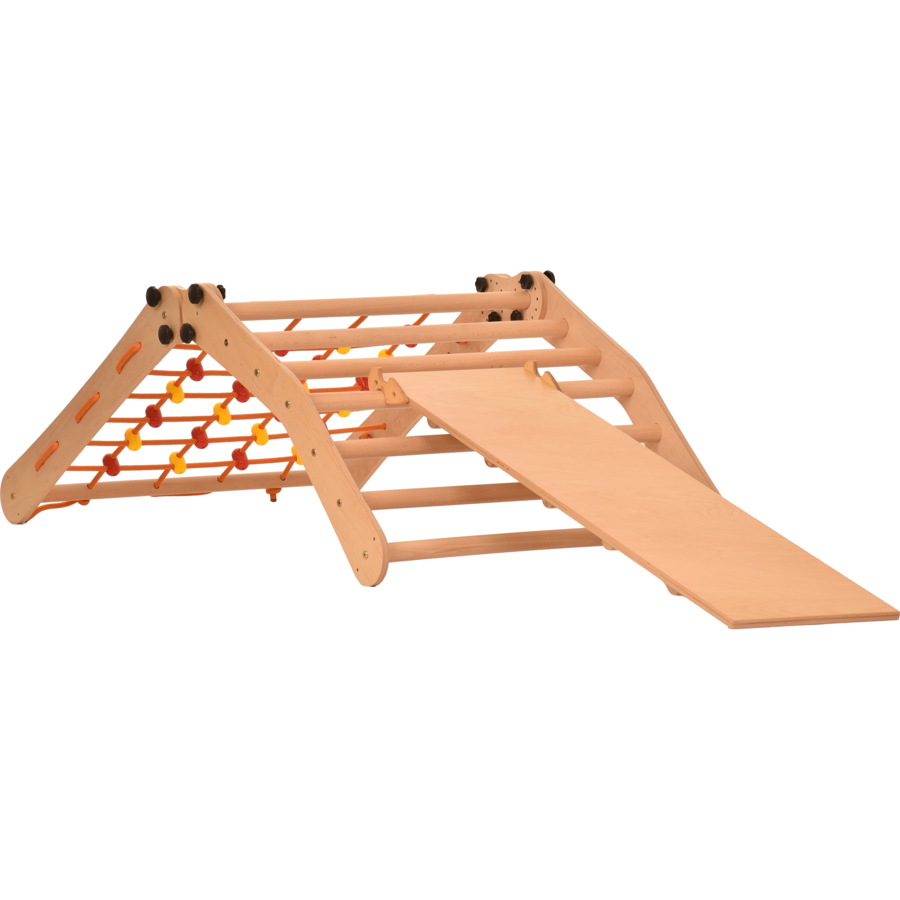 Triangolo d'arrampicata Rinagym - Scala da interno con scivolo - Parco giochi legno pieghevole per bambini, favorisce l'equilibrio - Pittura e vernice a base d'acqua, chiusura di sicurezza - Capacità di carico 50 kg (7g7s+slide)