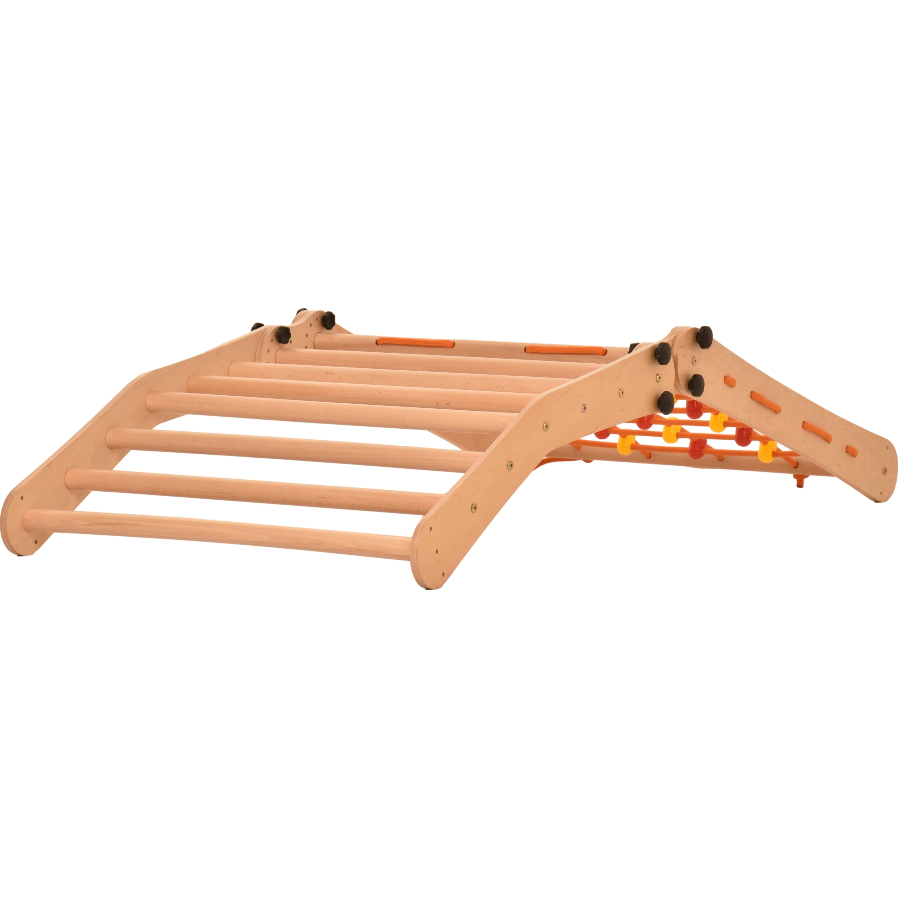 Escalade enfant Rinagym - Échelle intérieure avec filet d’escalade - Cadre en bois pliable, favorise l’équilibre - Peinture et vernis à base d’eau, Serrure de sécurité - Capacité de charge de 50 kg (7g7s)