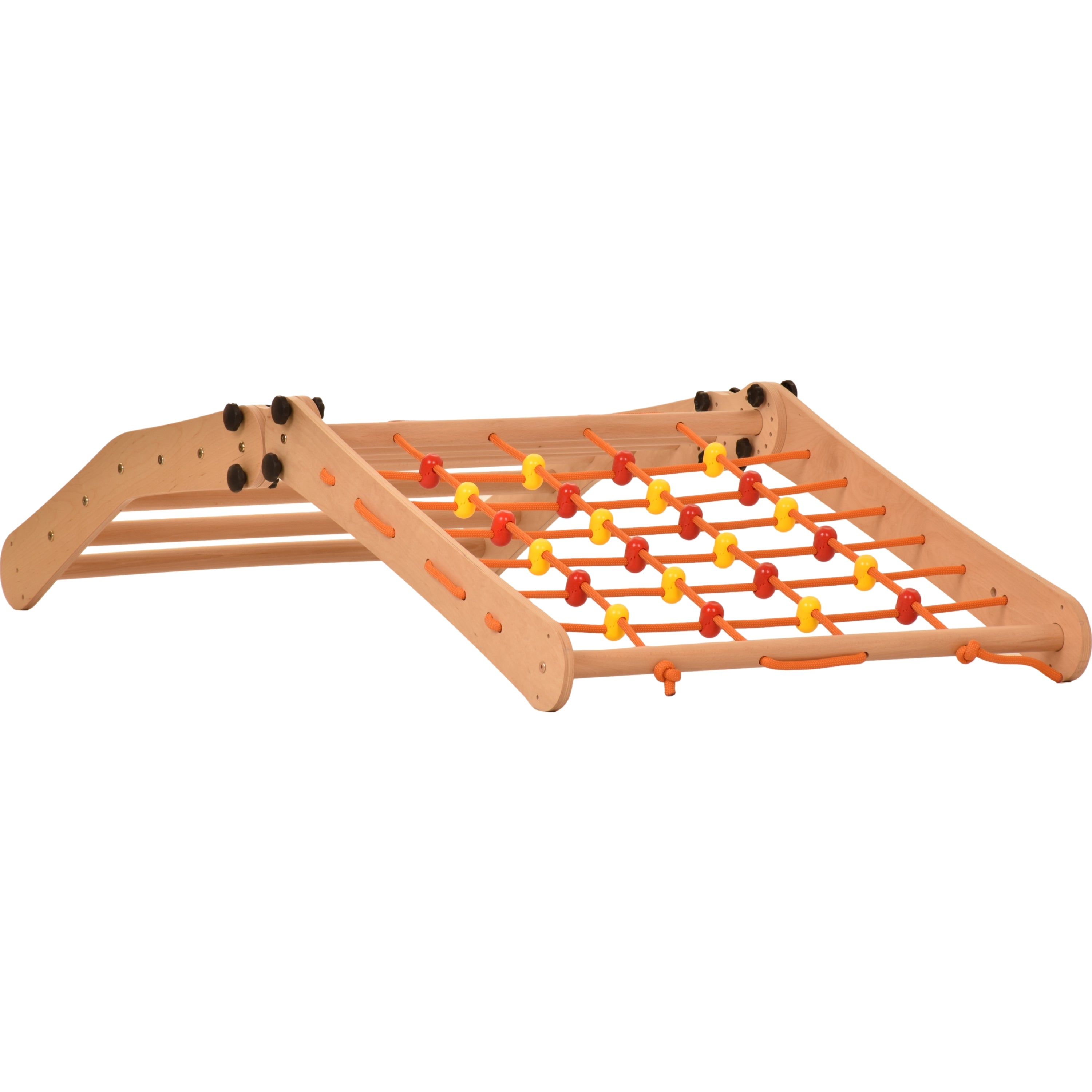 Escalade enfant Rinagym - Échelle intérieure avec filet d’escalade - Cadre en bois pliable, favorise l’équilibre - Peinture et vernis à base d’eau, Serrure de sécurité - Capacité de charge de 50 kg (7g7s)