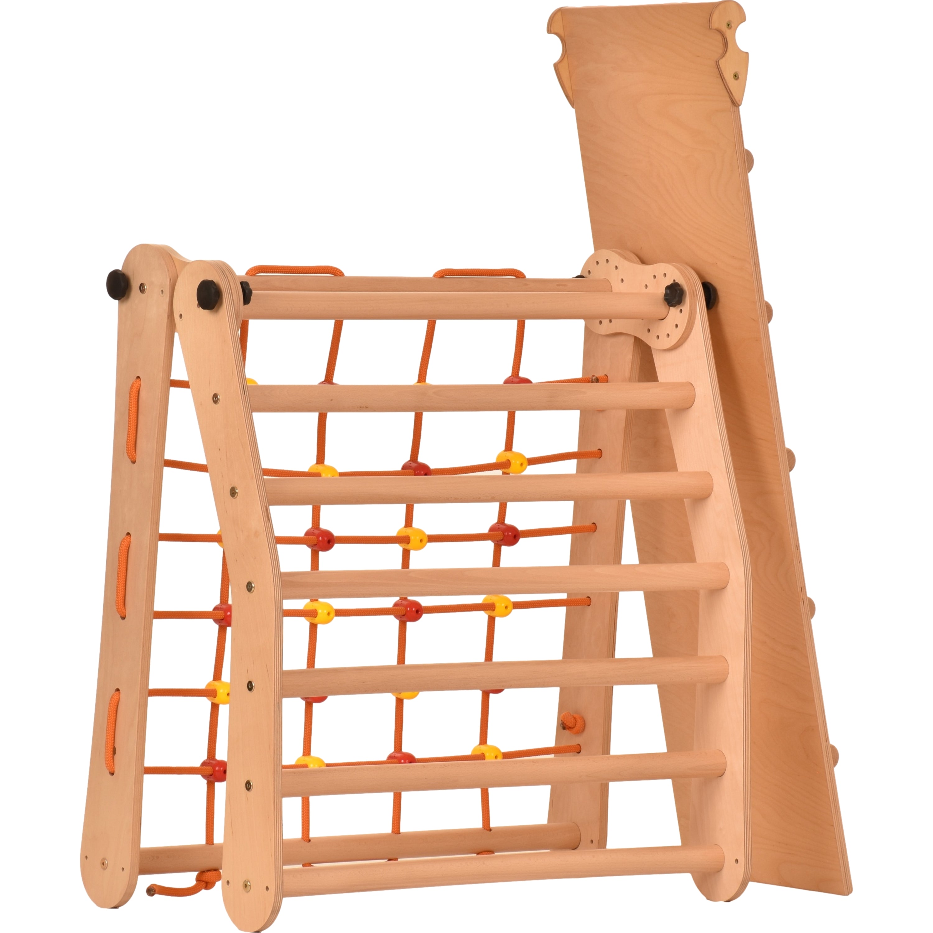 Triangolo d'arrampicata Rinagym - Scala da interno con scivolo - Parco giochi legno pieghevole per bambini, favorisce l'equilibrio - Pittura e vernice a base d'acqua, chiusura di sicurezza - Capacità di carico 50 kg (7g7s+slide)