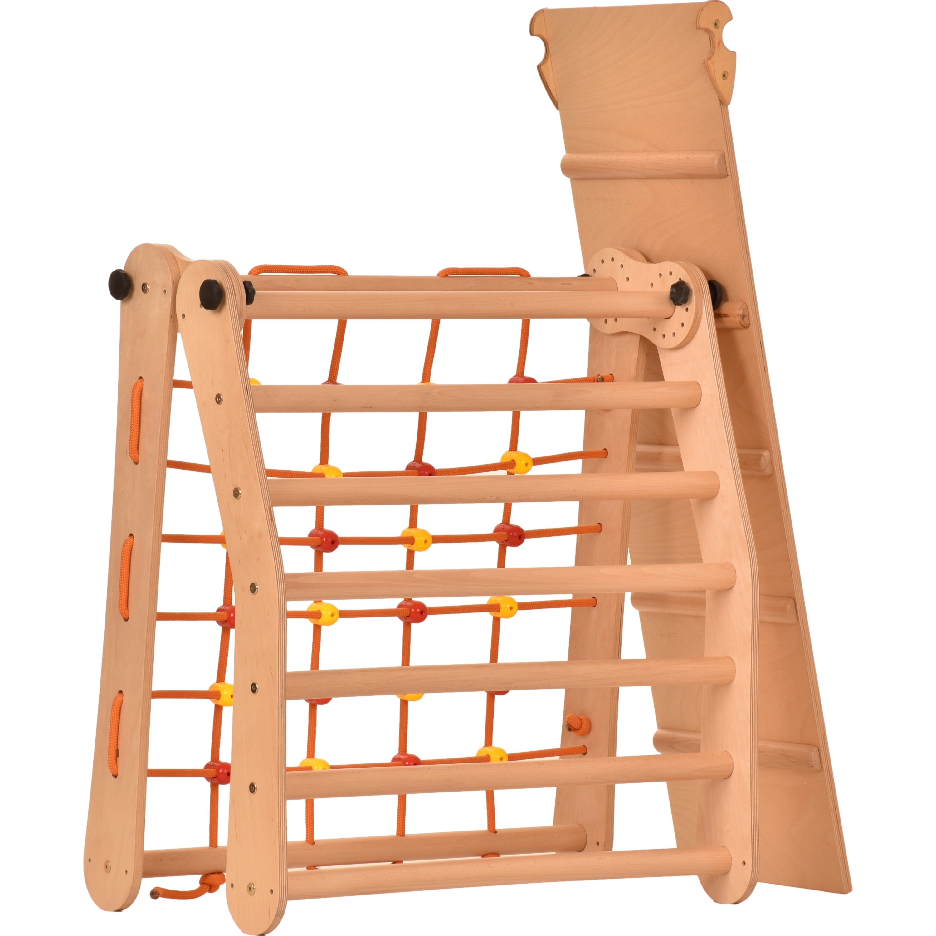 Triangolo d'arrampicata Rinagym - Scala da interno con scivolo - Parco giochi legno pieghevole per bambini, favorisce l'equilibrio - Pittura e vernice a base d'acqua, chiusura di sicurezza - Capacità di carico 50 kg (7g7s+slide)