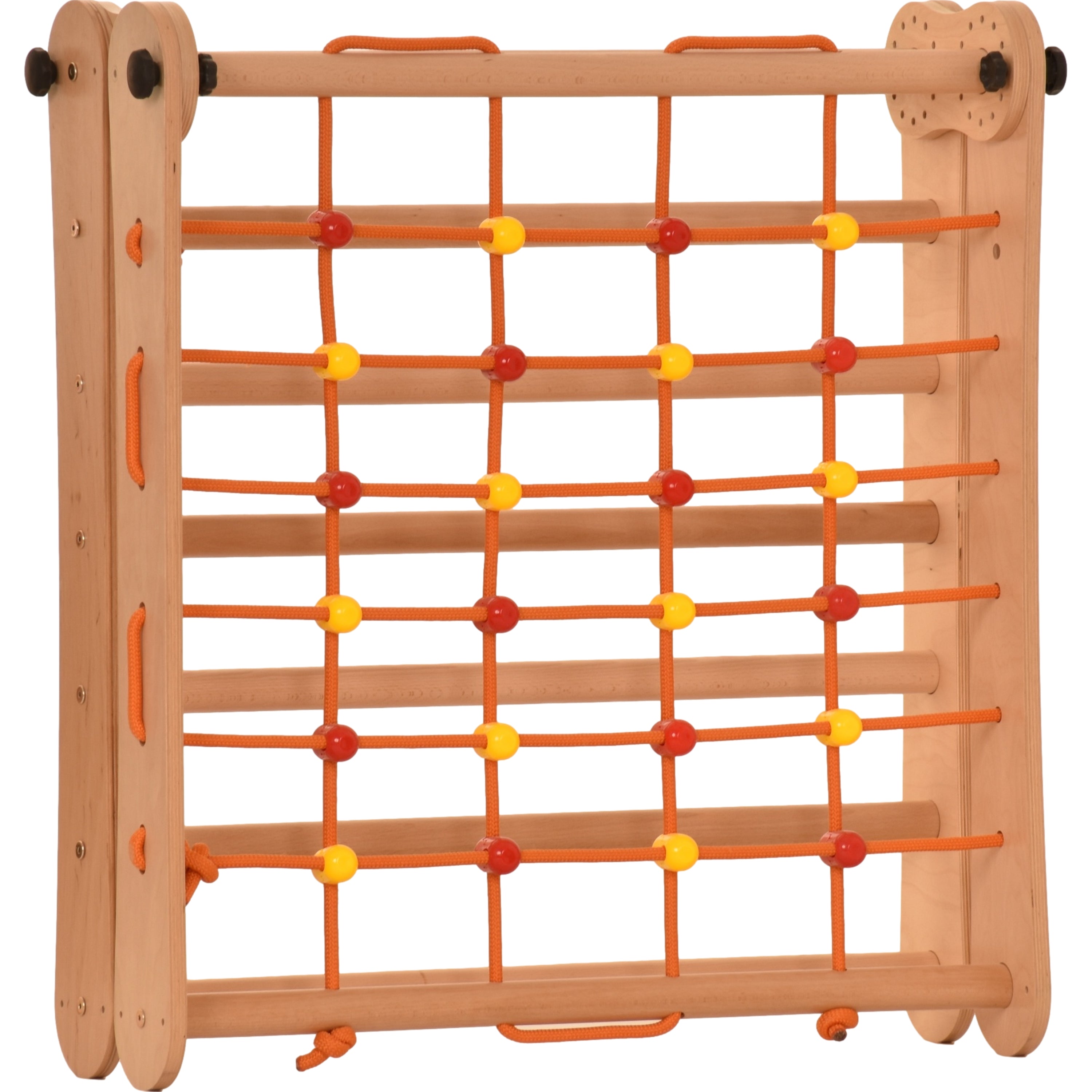 Triangolo d'arrampicata Rinagym - Scala da interno con rete da arrampicata - Parco giochi legno pieghevole per bambini, favorisce l'equilibrio - Pittura e vernice a base d'acqua, chiusura di sicurezza - Capacità di carico 50 kg (7p7s)