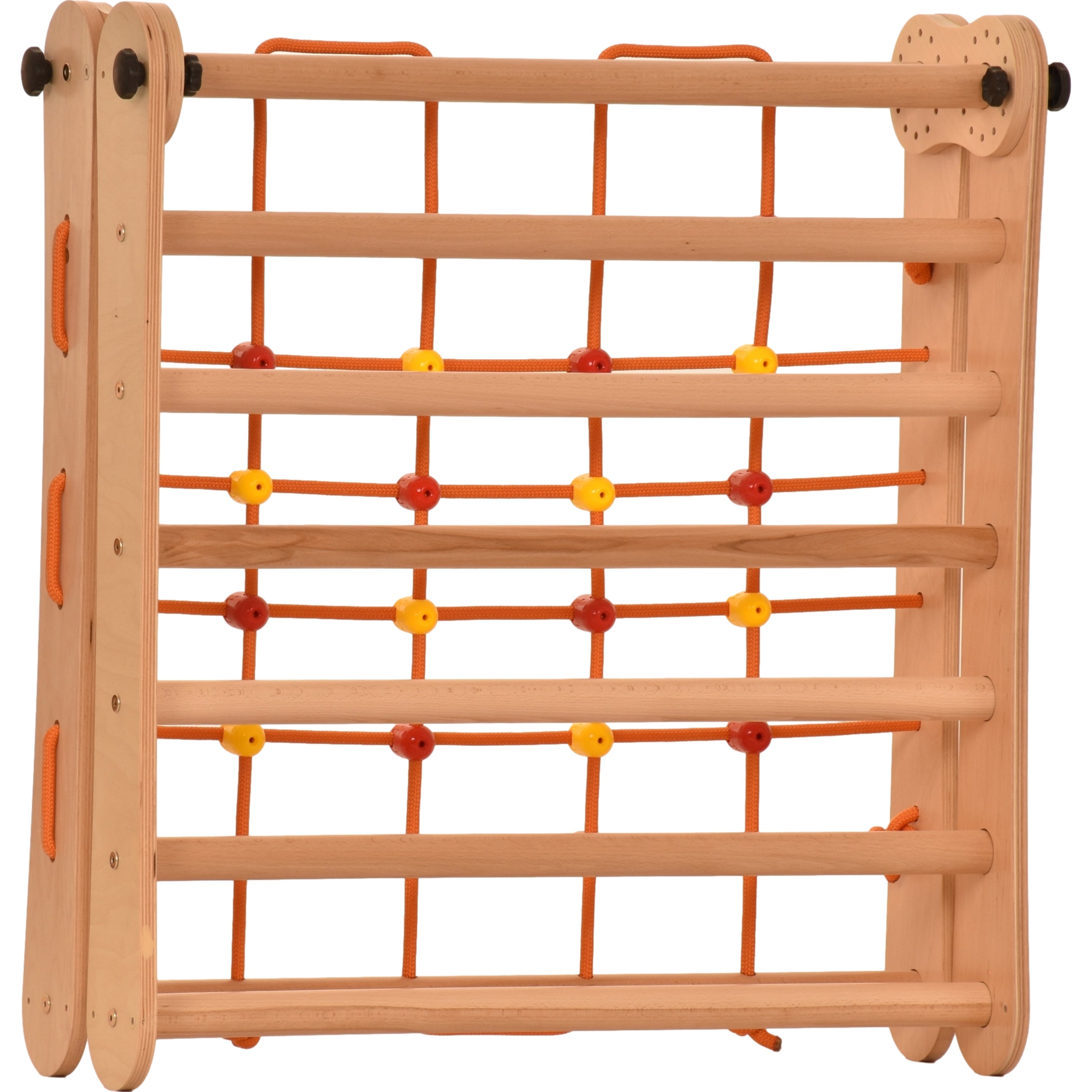 Triangolo d'arrampicata Rinagym - Scala da interno con rete da arrampicata - Parco giochi legno pieghevole per bambini, favorisce l'equilibrio - Pittura e vernice a base d'acqua, chiusura di sicurezza - Capacità di carico 50 kg (7p7s)