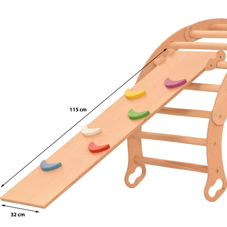 RINAGYM sliding board & chicken ladder - climbing triangle accessories - half moons - 115×33 cm
