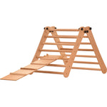 Rinagym Fitnessraum für kleine Kinder -Indoor Leiter mit Rutsche - Zusammenklappbarer Holzrahmen für Kinder - 50kg Tragkraft (7p7p+slide)