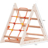 Rinagym Triangle Climbing Ladder for Kids - Foldable Wooden Indoor Gym and Playground - Wood Climber Steps, Play Net - Activity Centre for Children - Holds Up to 60kg Weight (white)