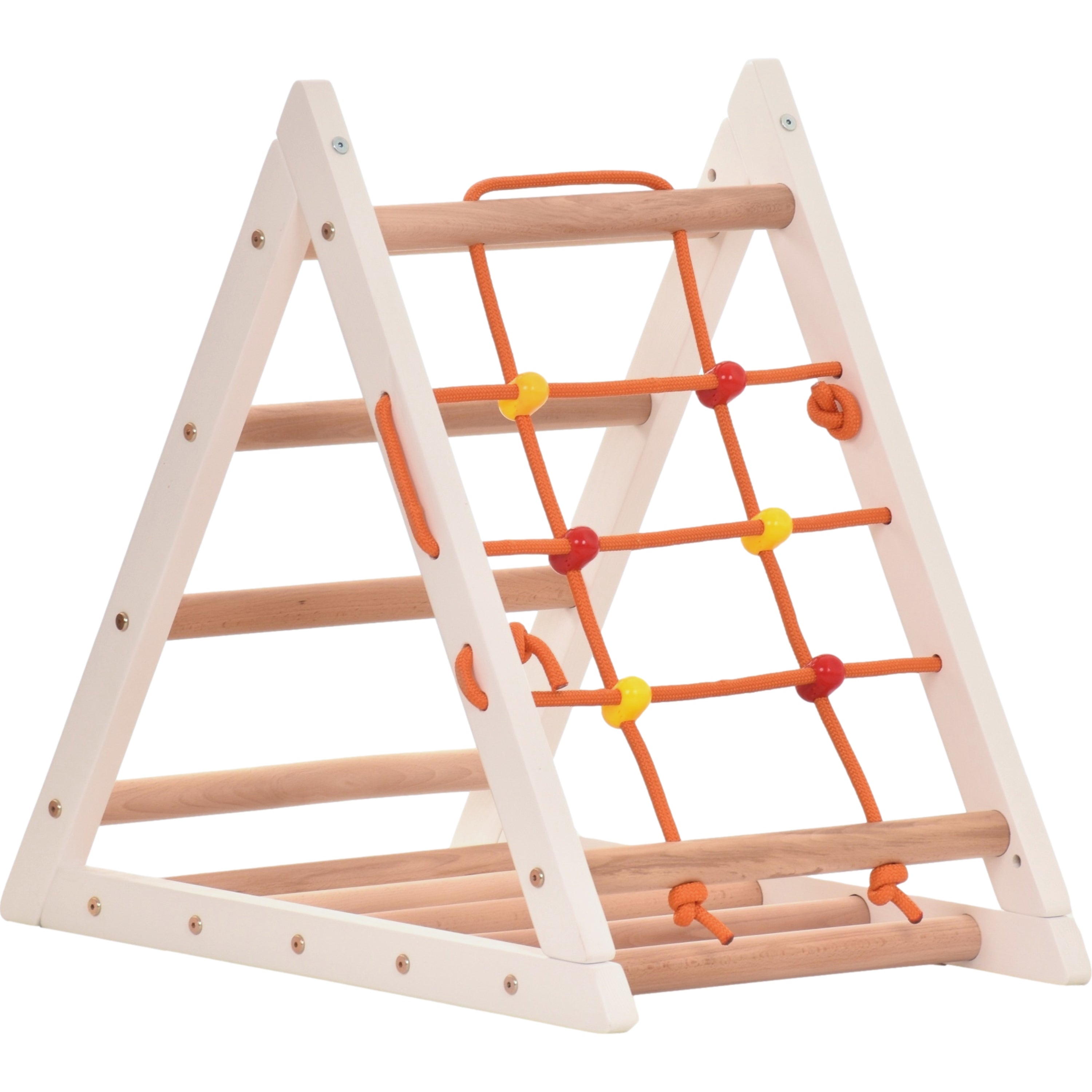 Triangle d'escalade pour enfants - portique d'escalade en bois - échelle, toboggan double face, filet de jeu - aire de jeux intérieure, tour de jeu, tour d'escalade pour enfants