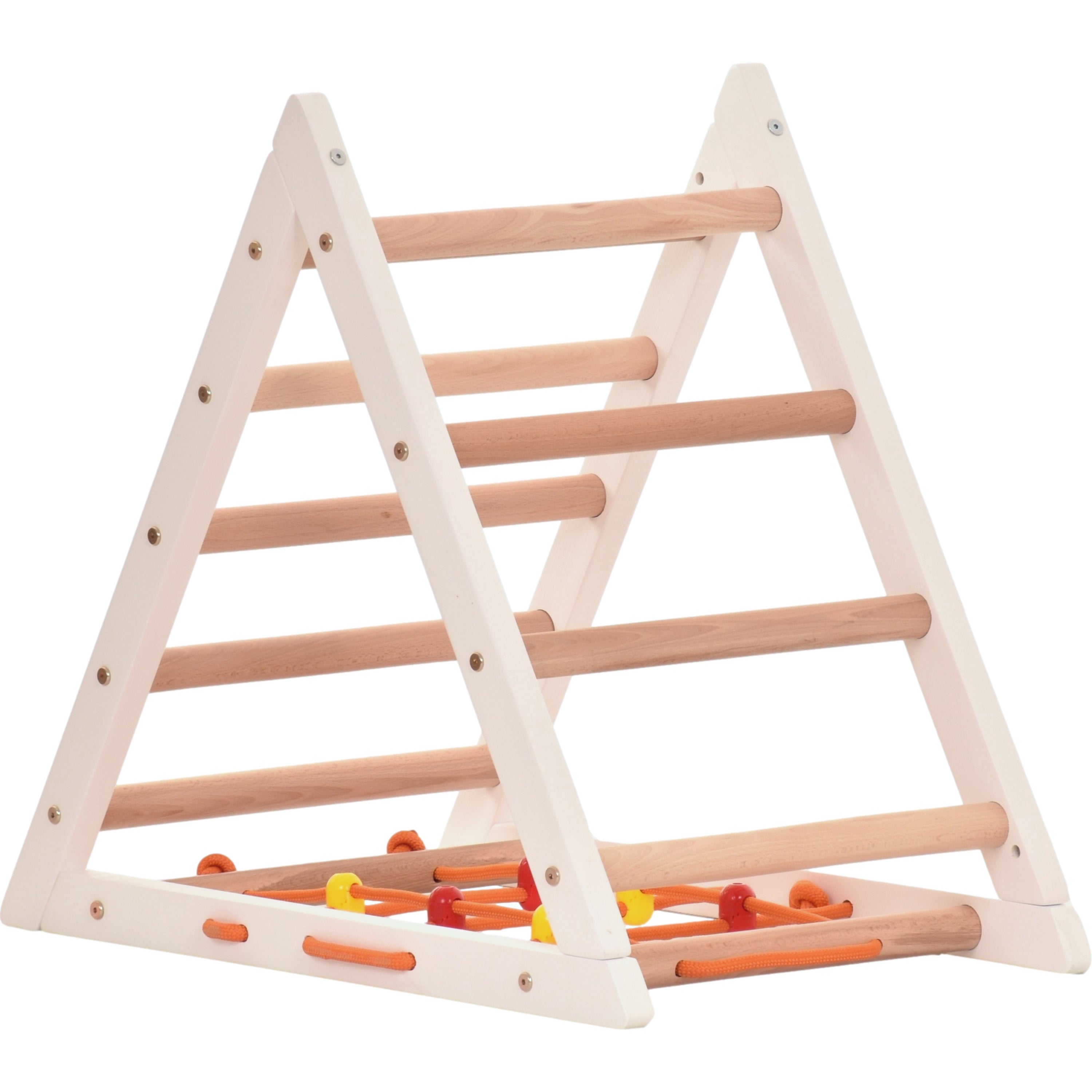 Triangle d'escalade pour enfants - portique d'escalade en bois - échelle, toboggan double face, filet de jeu - aire de jeux intérieure, tour de jeu, tour d'escalade pour enfants