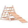 Rinagym Triangle Climbing Ladder for Kids - Foldable Wooden Indoor Gym and Playground - Wood Climber Steps, Double-Sided Slide Ramp, Play Net - Activity Centre for Children - Holds Up to 60kg Weight (white)