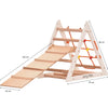 Kletterdreieck für Kinder - Klettergerüst aus Holz - Leiter, doppelseitige Rutsche, Spielnetz, Spielturm (weiße Farbe)